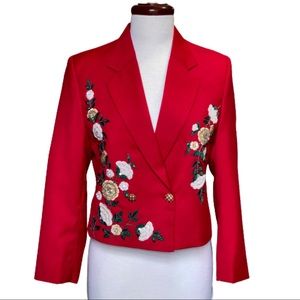 Double press crop embroidered  jacket/coat